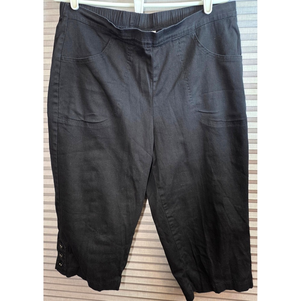 JMS Just My Size Classic Capri Plus Size 1X 16 W Black Elastic Cropped Pants